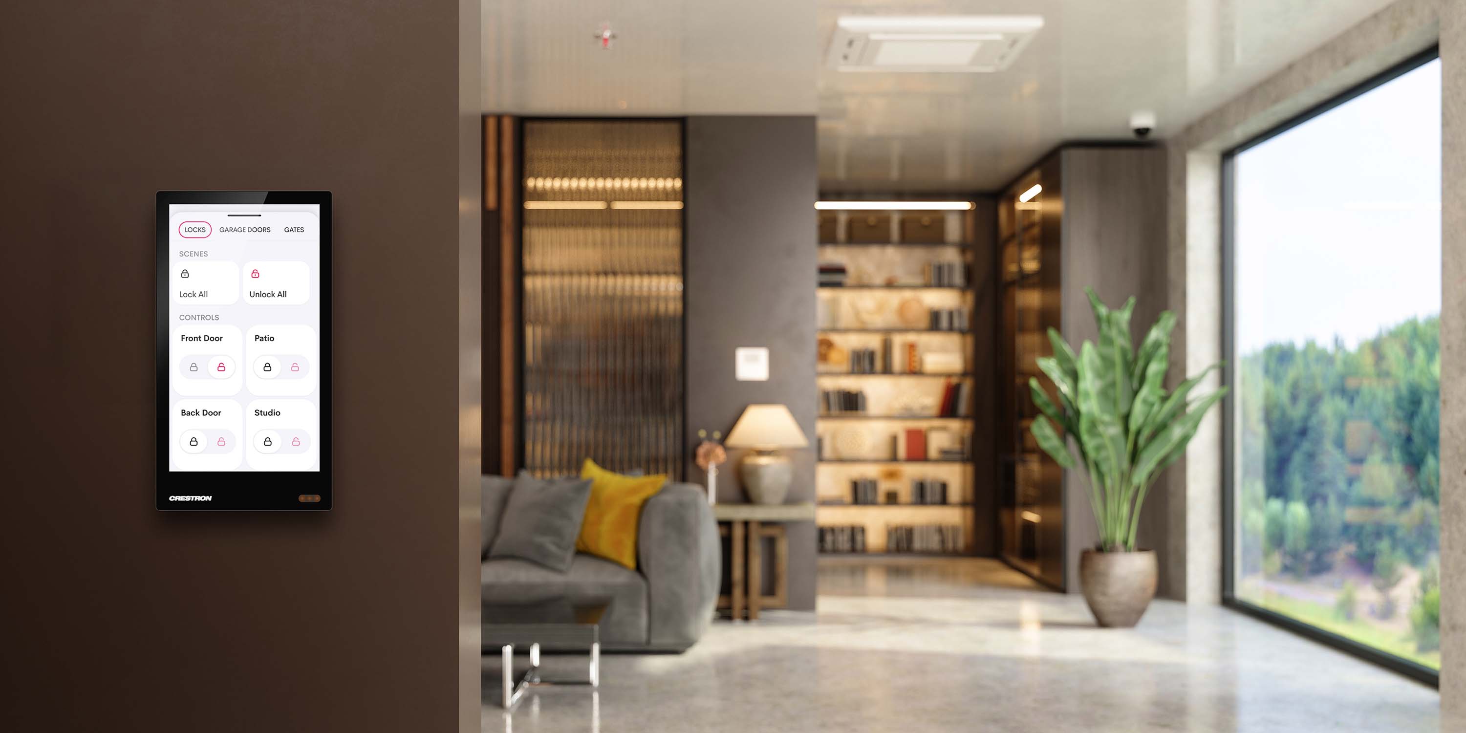 In-wall touchscreen for smart home access control in a newly built home