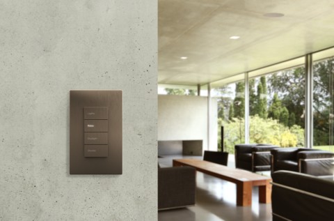 A Savant Ascend switch featuring buttons for four preset lighting scenes.
